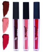 bq BLAQUE Matte Liquid Lipstick Combo of 3 Lip Color # 106-107-109 (Chocolate Mood, Coral Peach, Dark Pinkish Red, 12 ml)