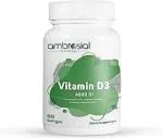 Ambrosial Vitamin D3 4000 IU (100 mcg) |Vitamin D Tablets for Healthy Bones and Teeth | Vitamin D 4000iu Supports Immunity and Muscle Function | Gluten Free (Pack of 1-60 Softgels)