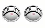 KITCHEN EXPERT Stainless Steel Round Division Plate | Breakfast and Lunch Plates | Picnic Plates | Steel khand Thali (Set of 6 pc)
