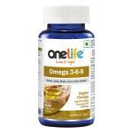 Onelife Vegan Omega 3-6-9: Supports Heart & Skin Health - GMO-free, Omega 3-6-9 in a balanced ratio of 4.5:1:1.7, Flaxseed Oil 1000mg 60 Softgels
