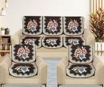 RRC Velvet Floral Quilted Sofa Cover Set 5 Seater | Premium Quilted Sofa Slip Cover,Seat & Back Cover,10 Piece Sofa Covers