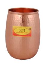 Shiv Shakti Arts 100% Pure Copper Glass Tumbler - ( 1 Piece, 450 Ml Each, Curved Shape Design)