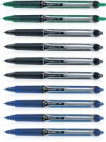 Pilot Hi-Tecpoint V7 RT Fine Point Liquid Ink Pen | Tip Size - 0.7MM | Retractable and Refillable | Dimpled Rubber Grip with Unique Dimple Tip Technology | Ink Colour - 4 Blue, 4 Black and 2 Green | Pack of 10