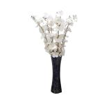 India Meets India Black Handmade Wooden Flower Vase With 7 Artificial Flowers Sticks 12 inch