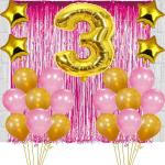 FANEX 3rd Birthday Decoration Foil Balloons Kit (Pack of 107)