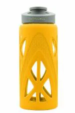 TintBox Borosilicate Glass Water Bottle with Silicone Sleeve, Pulse Yellow