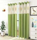 LaVichitra 152.5 cm (5 ft) Polyester Window Curtain (Pack Of 2) (Floral, Green)
