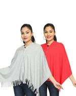 nene Breastfeeding Multi Purpose Scarf The Jersey Cotton Nursing Shawl, Breathable Breastfeeding Cover- Pack of 2 Large Size 180cmX55cm (Grey-Red)
