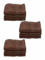 Bianca Paradiso Solid Brown Cotton Ultra-Fluffy Face Towel (30 x 30 cm) 12 pcs