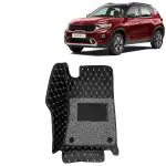 Kingsway 7D Car Floor Foot Tray Mats for Kia Sonet, 2020 Onwards Model, 100% Waterproof Washable, Black, Made with Top-Notch PVC Material, Complete Set of 3 Piece