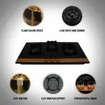 Faber Utopia Black Stainless Steel Glass Top Auto Ignition 3 Brass Burner Gas Stove