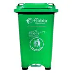 Fiable Cleantech Center Pedal Operated 50 Liter Dustbin | Pedal Dustbin | Foot Operated Waste Bin | Trash Bin | Large Size Plastic Bin | Outdoor Dustbin - Green