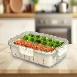 PRIME PICK Air tight Refrigerator Storage Box with Removable Drain Plate, Food Drain Box, Fruit Vegetable Divider Draining Crisper, Freezer Bins
