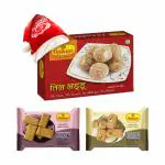 Til Ladoo (400g), Jaggary Khasta Gajak (400g), Dry Fruit Gajak (400g) with Christmas Cap
