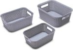 Liza Grey Plastic Storage Basket Box Organizer (Pack of 3)