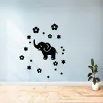 Ashamohar Elephant Stickers Room Dcor Kit for Kids Bedroom Self Adhesive Sticker Black (Pack of 1)