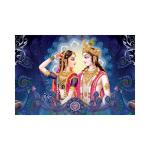 Dharvika Innovations Multicolor Vinyl Radha Krishna Poster Sparkle Coated Self Adhesive Waterproof Print Without Frame, 24 X 36 Inch