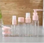 BMG IMPORT EXPORT Plastic Multipurpose Cosmetic Travel Pouch Kit with Refillable Bottles and Jars,