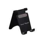 Giftana Personalized Name Mini Folding Mobile Stand, Desktop Mount Custom Engraved Metal Mobile Stand and Tablet Stand Phone Holder for Bed Supports All Smartphones Customized Home Office Gift (Black)
