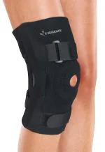 K SQUARIANS Knee Support Hinged Neoprene Knee Brace Open Patella for Knee Pain Relief, Black, Medium Fits 17.2 - 19.6 Inches