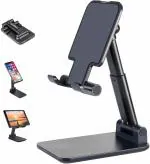 SKYCELL Cell Phone Stand Holder Adjustable Mobile Stand for Table (Color May Vary Silver/Black)
