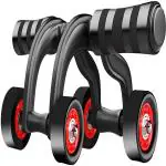 Shopeleven Ab Four Roller Exercise Wheel with Knee Mat for Stomach Exercise Training (Pack of 1, Color may Vary)