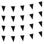 Festiko 12 Flags Solid Black Pennant Banner Flags String Triangle Bunting Flags, Decorations For Grand Opening, Birthday Party, Festival Celebration