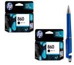 HP 860 Black Original Ink Cartridge (Pack of 2) With ITGLOBAL 3in1 Multi-Function Pen
