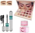 DAIMANPU 18 Colors Nude Eyeshadow Palette, Sugar Scrub Lip Balm and Black Volume Mascara Makeup Set (3 Items in the set)