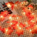 X4CART Orange Artificial Creeper Maple Leaves String Lights Wall Hanging Plant (1 String)