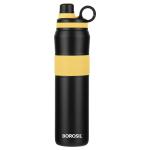 Borosil Hydra Thirst Burst Sunflower Water Bottle, Stainless Steel Water Bottles, Vacuum Insulated Flask Bottles, 800 ml, Black & Yellow