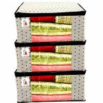 Ganpati Bags Diwali Gifting Handcrafted Saree Cover Clothes Organizer Storage Bag for Wardrobe, Storage Bag for Your Costly Sarees Pack of 3