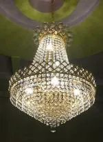 SHRI MAHAL ANTIQUES Round LED Crystal Big size Jhoomar Incandescent Chandelier Light for Living Room