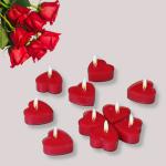 Puremazing by Imvelo Heart Tealight Candles |Red Rose Scented Candles, Set of 10 | Soy Wax Tea Light | 3.5 Hours Burn Time | Non Toxic & Chemical Free |Candles for Valentines & Home Decoration