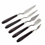 ArtRight Set of 5 Painting Knives for Art (Sizes - #1, 2, 3, 4 & #5); Stainless Steel Scraper Painting Spatula Polished Brown Handle for Artist Canvas Oil Paint Color Mixing