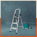 Bathla 3 Step Foldable Aluminium Ladder for Home | 5 Year Warranty and Slip Prevention Steps (Advance Carbon - Black)