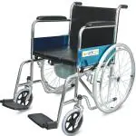 entros Commode Mode Wheel Chair, Silver