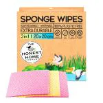 The Honest Home Company Sponge Wipes, Large Size, Easy to use for Kitchen Cleaning, Reusable 3 Pcs