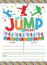 Askprints Bounce Birthday - Bounce and Play! Trampoline Birthday Party Metallic card Invitations with Envelopes - Kids Birthday Party Invitations for Boys or Girls (25 Count) NNN-101