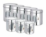 Ebun Stainless Steel See Through Containers Set 8 Pcs Combo 200 Gms to 2 Kgs Capacity