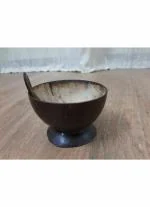 Pakaram Keram Handmade Ice Cream Cup with Spoon Made of Coconut Shell (Pack of 2)