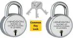 HINDSON Locks with Same Key, Common Key Lock, 2 Lock with Single Key, Steel Double Locking, 8 Lever Padlock (Round 65 Same Key)