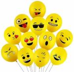 Party Midlinkerz Rubber Printed Emoji Face Expressions Latex Balloon for Baby Shower, Birthday and Anniversary (Pack of 30)