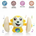 JAPSI Monkey Musical Toy for Kids | Rolling Banana Monkey Toys with Voice/Touch Sensor | Auto Rotate Tumble/Spinning/Dance Toy | Electric Light and Sound Effects with Clap Voice | Multicolor