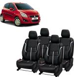 AUTO-SAFE Black, Silver PU Leather Car Seat Cover for Maruti Ritz Pack of 8