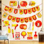 Zyozique My First Hair Cut / Mundan Ceremony Decorations Item - Banner & Photo Booth Props (Pack Of 17)