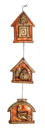 New Life Terracotta Handmade Home Decorative Tulsi Manch Laxmi Jhapi Wall Hanging (Copper, 11 cms)