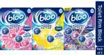 Bloo Solid Rim Block Power Active 4 In 1 Toilet Cleaner With Anti-Limescale Fresh Flower, Lemon And Lavender, 50 G Each (Pack Of 3)