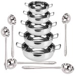 SHINI LIFESTYLE Induction Base Steel KADHAI 20cm,22cm,23cm,25cm,27cm with ladle