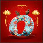 VIAGGI Kids Travel Neck Pillow-Travel Essentials for Kids Road Trip-Soft Memory Foam Neck Pillows for Airplane,Car Seat,Traveling for Boys/Girls - Aqua Green